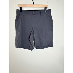 LL Bean Size 8 Regular Cargo Shorts Gray Nylon Spandex Zip Pockets Outdoor